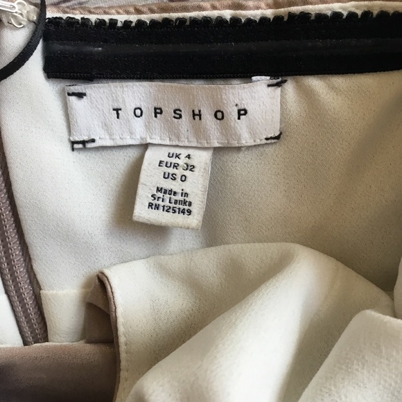 Topshop Foil Twist One Shoulder Champagne Rose Gold Metallic Mini Dress Sz 0 - Picture 10 of 12